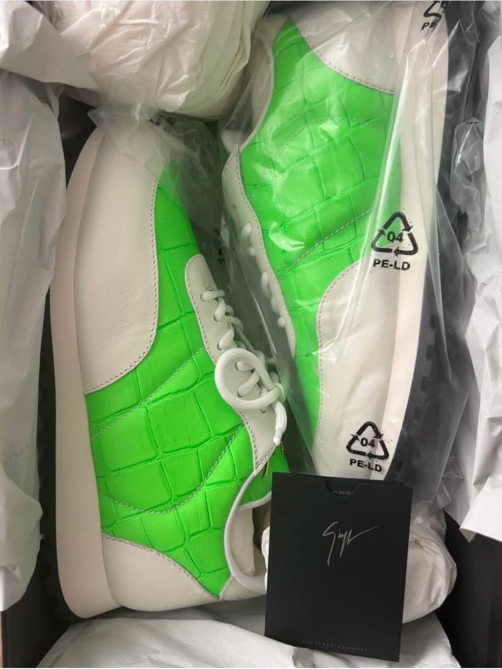 Giuseppe Zanotti Green and White Sneakers
